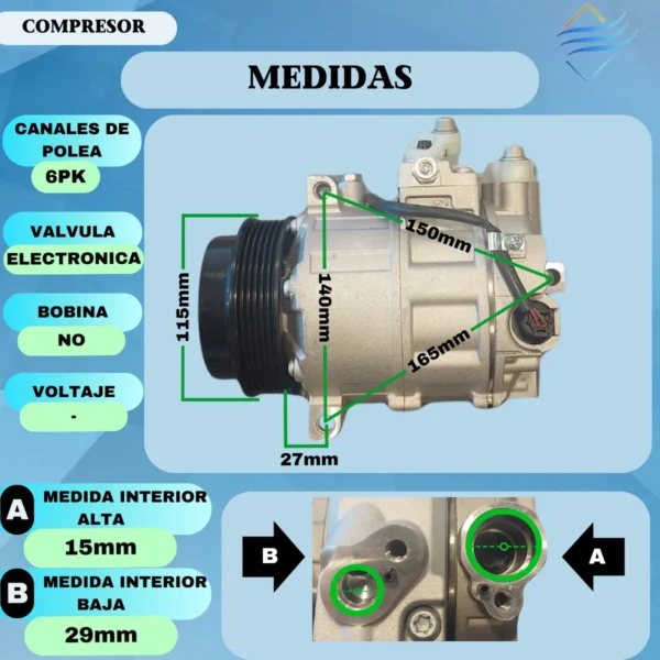 Compresor Aire Ac Mercedes Benz Sprinter 415 515 Tipo Valeo - Imagen 2