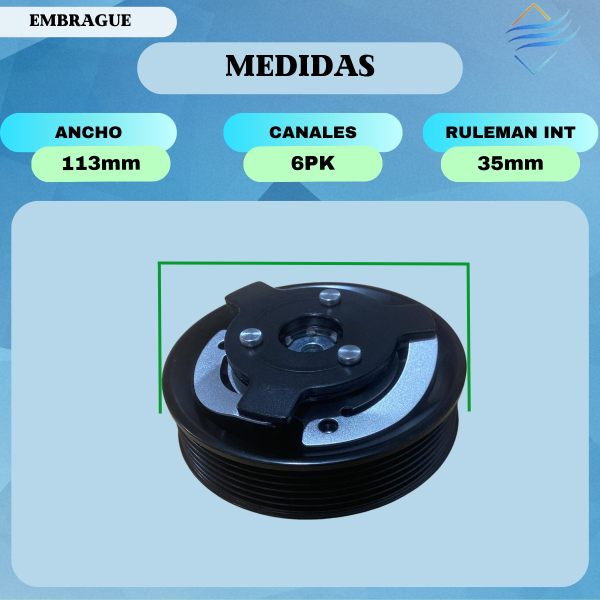 Polea Embrague Compresor Vw Vento Passat 6pk Sanden Pxe16 - Imagen 4