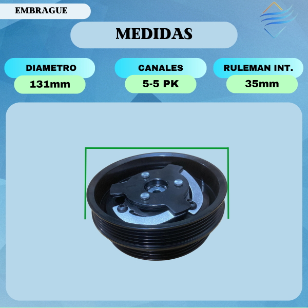 Embrague Compresor Aire Acondicionado Vw Vento Doble Polea - Imagen 4
