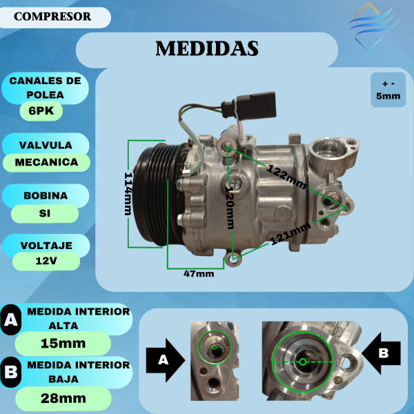 Compresor Aire Acondicionado Vw Up Tipo Original - Imagen 5