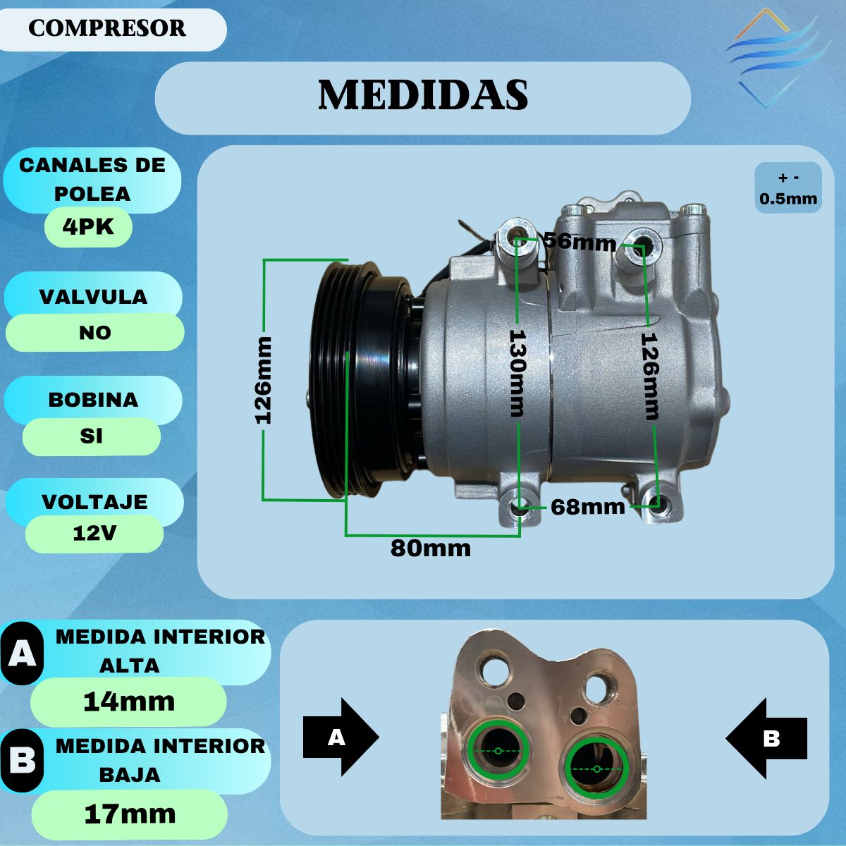 Compresor Aire Acondicionado Hyundai Accent 4pk - Imagen 3