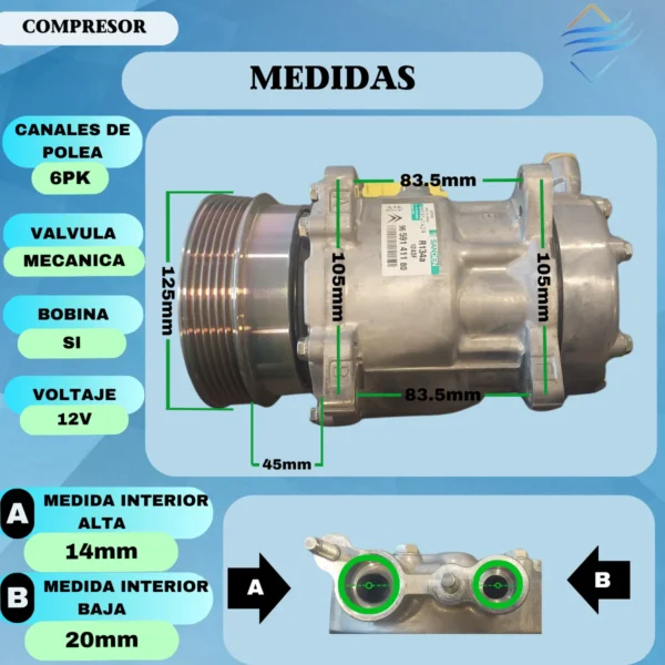 Compresor Aire Acondicionado 407 C5 7v16 Sd - Imagen 9