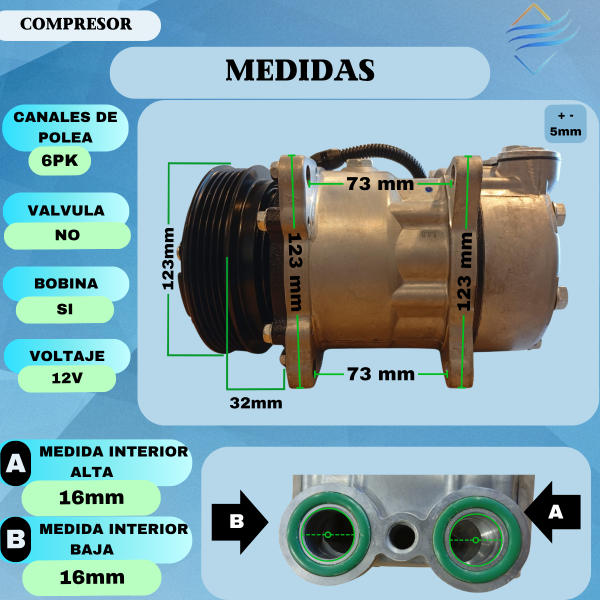 Compresor Aire Acondicionado Peugeot 106 205 Saxo 7h13 - Imagen 4
