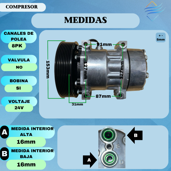 Compresor Aire Acondicionado Camion Renault 370 410 440 - Imagen 3