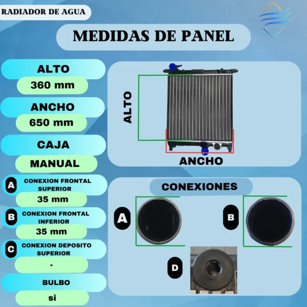 Radiador De Agua Vw Up 2014 A 2017 1.0 Aletado - Imagen 3