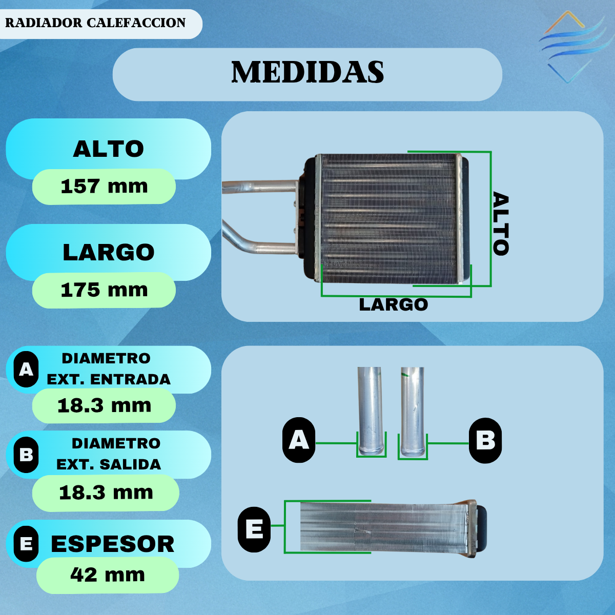 Radiador De Calefaccion Volkswagen Gol Ab9 C/caños Original - Imagen 3