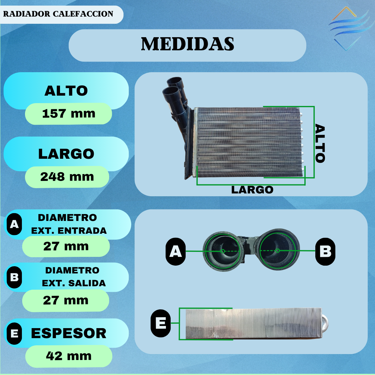 Radiador Calefaccion 306 Partner Berlingo Xsara Zx Xantia - Imagen 2