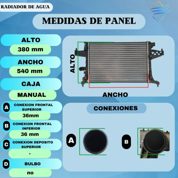 Radiador De Agua Agile F1  2009 A 2013  1.4 Aletado - Imagen 3