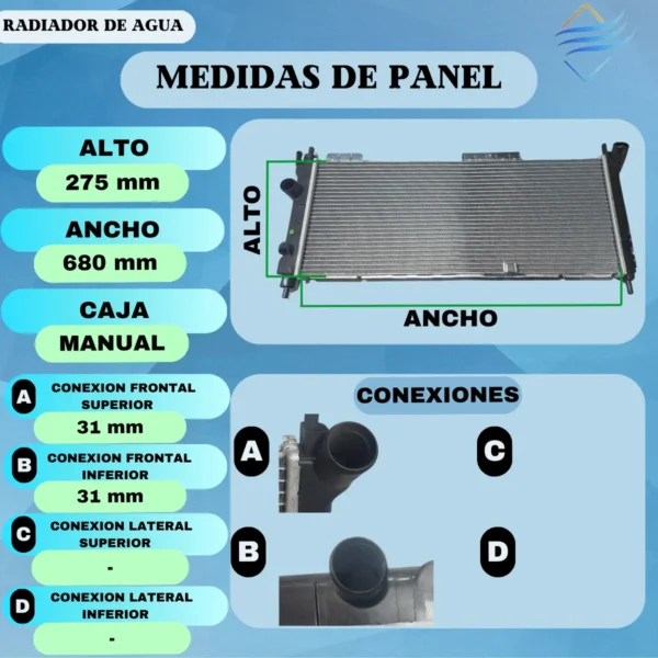 Radiador Agua Corsa Tigra 98 A 01 Con Aire 1.4 1.6 2 Bulbos - Imagen 3