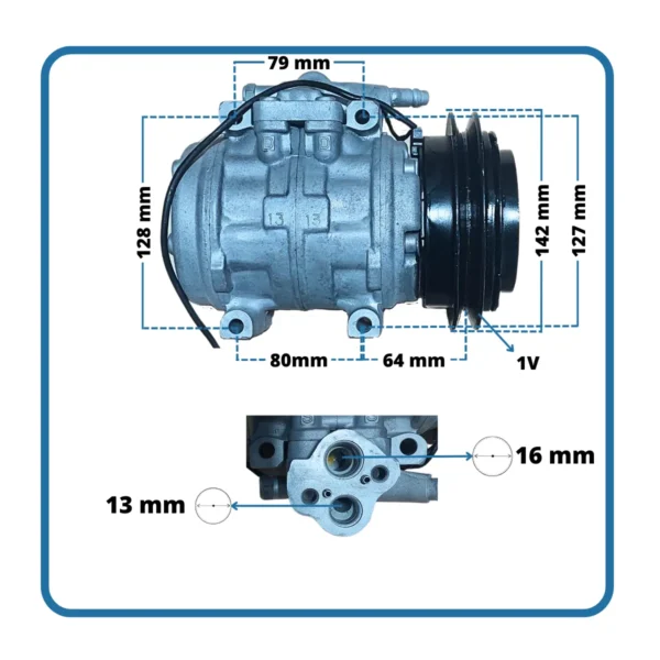 Compresor Denso 10p 15c 1v 12v Pasante - Imagen 3