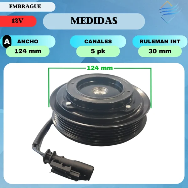 Embrague Compresor Aire Acondicionado Denso Estriado 5pk 12v - Imagen 2