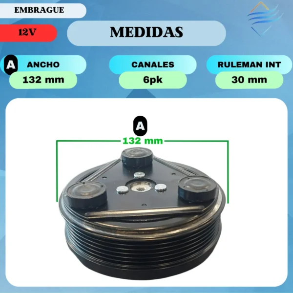 Embrague Compresor Aire Acondicionado Fs10 6 Pk 12v Estriado - Imagen 4