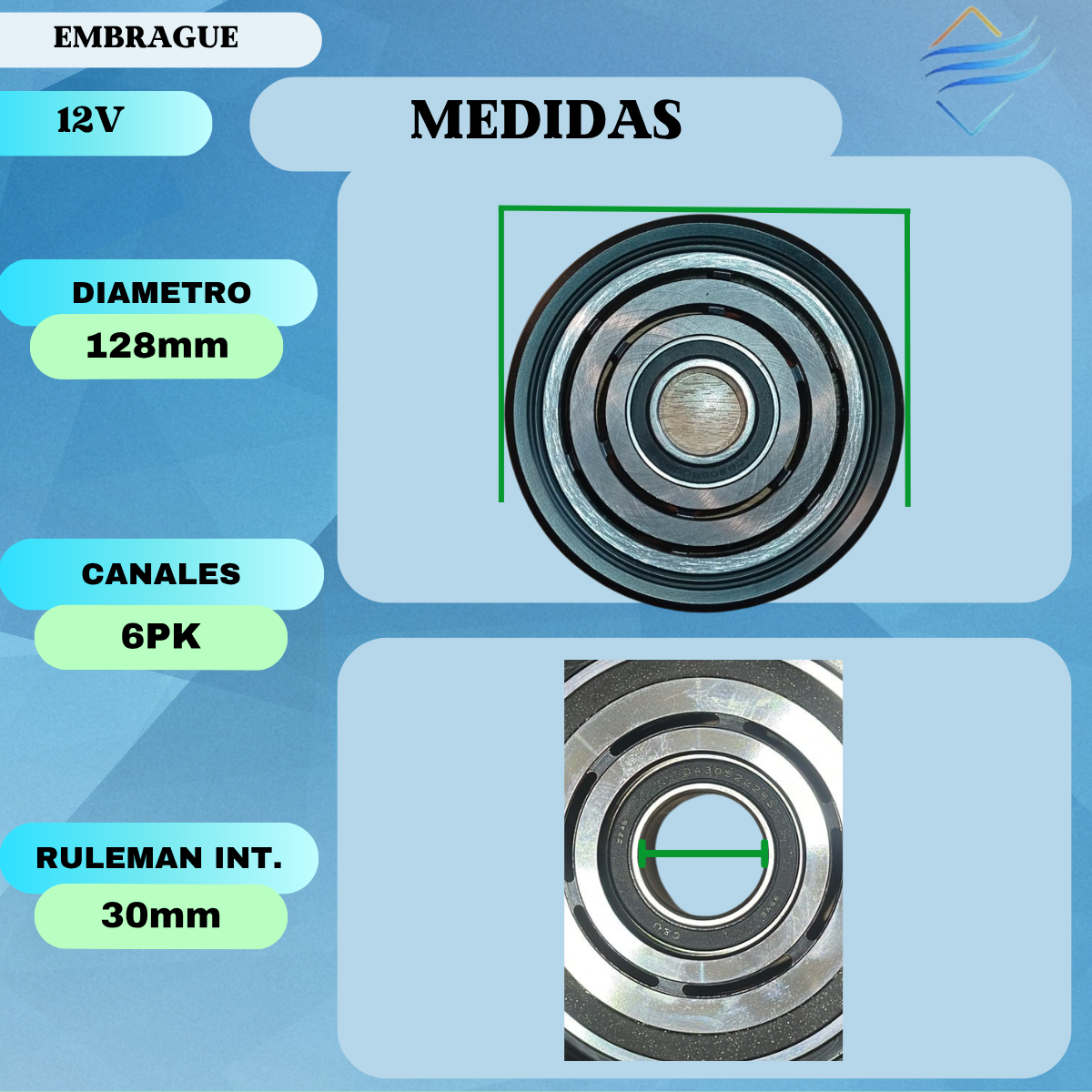 Embrague Compresor Para Hyundai Hcc 6pk 12v Estriado - Imagen 4