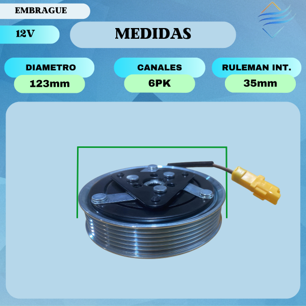 Embrague Compresor Aire Acondicionado Sanden 6c12 208 307 C4 - Imagen 3