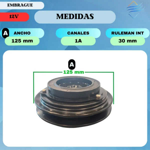 Embrague Compresor Aire Ac Denso 10p15 1a 12v Estriado - Imagen 3
