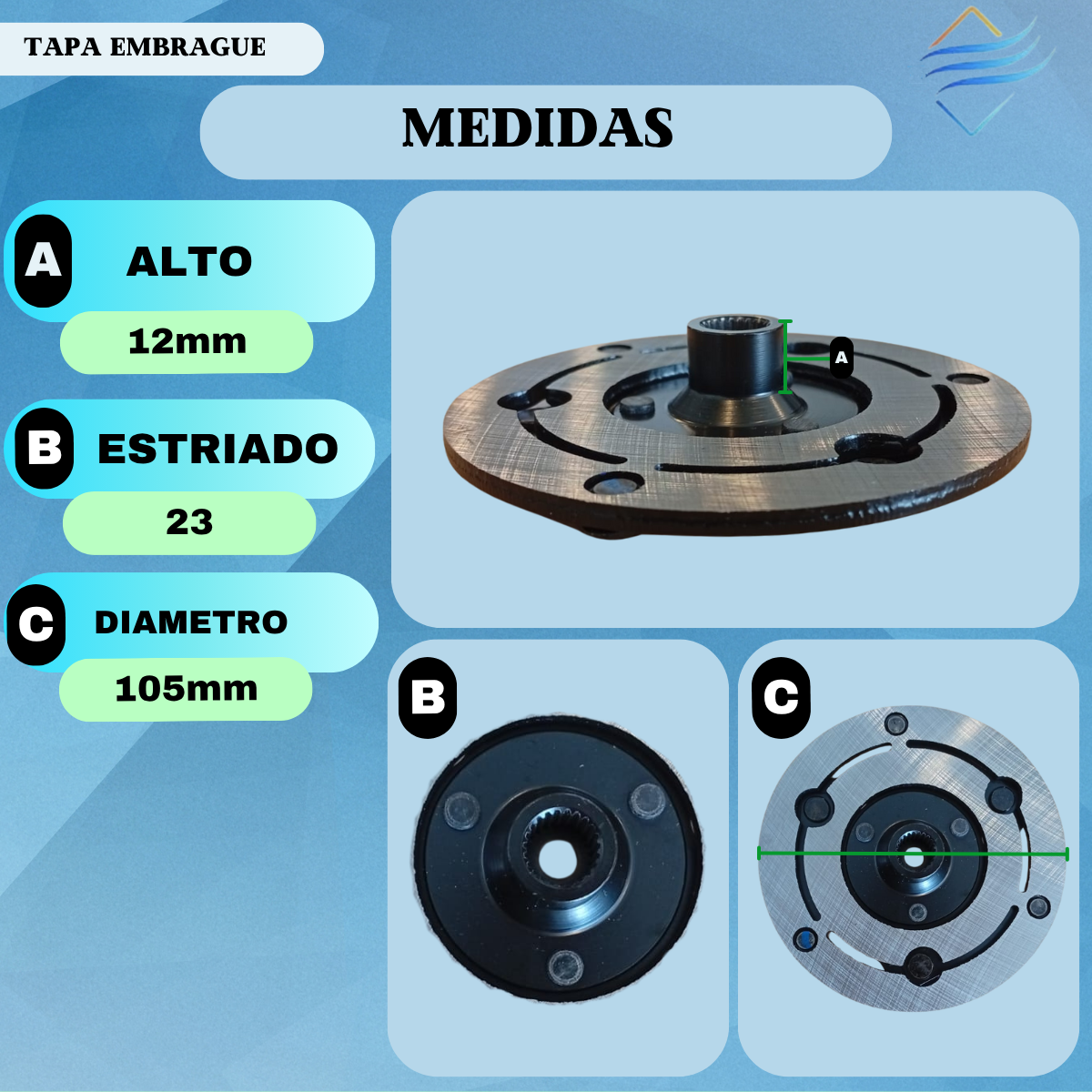 Tapa De Embrague Compresor Delphi Cvc Fiat Chevrolet Vw - Imagen 3