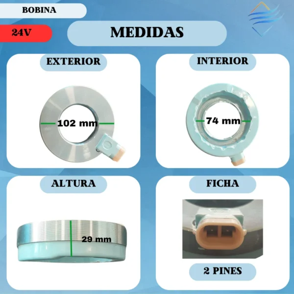 Bobina Compresor Aire Acondicionado Delphi V5 Ceramica 24v - Imagen 3