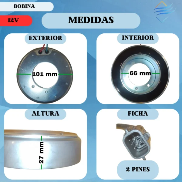 Bobina Compresor Aire Acondicionado Fluence Logan Tiida 39q-ra - Imagen 2