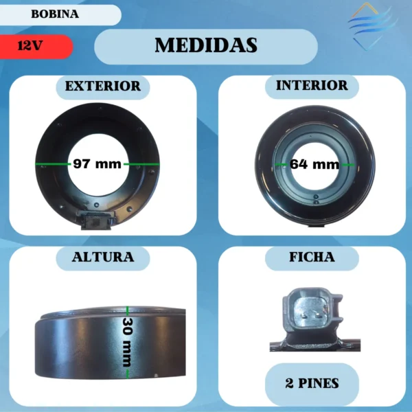Bobina Compresor Aire Ac Focus 2 Vs16 - Imagen 2