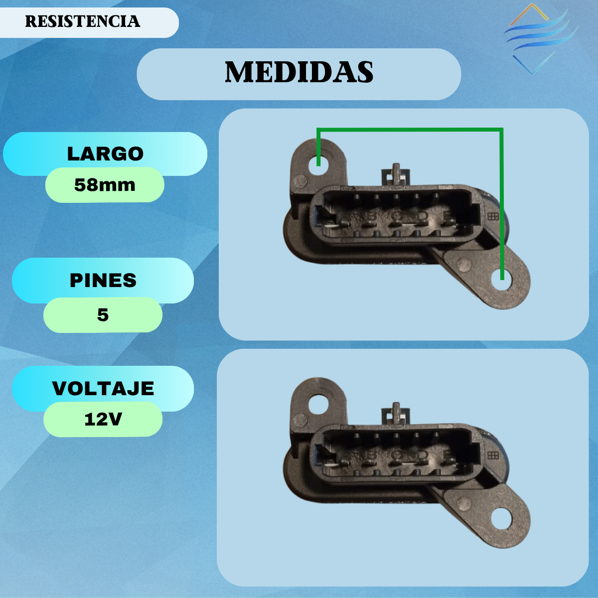 Resistencia Variador Forzador Chevrolet Aveo 5 Pines - Imagen 2
