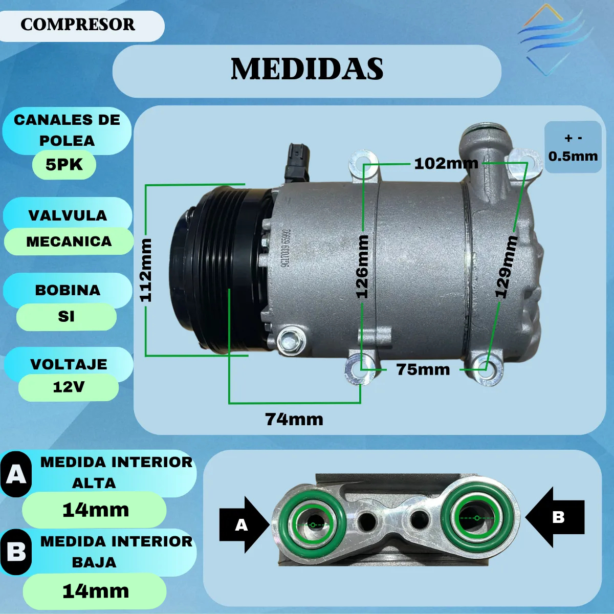Compresor Aire Acondicionado Focus 2 1.6 2.0 - Imagen 3