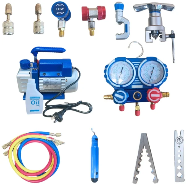 Set Kit Instalacion Aire Acondicionado Bomba Vacio Manifold