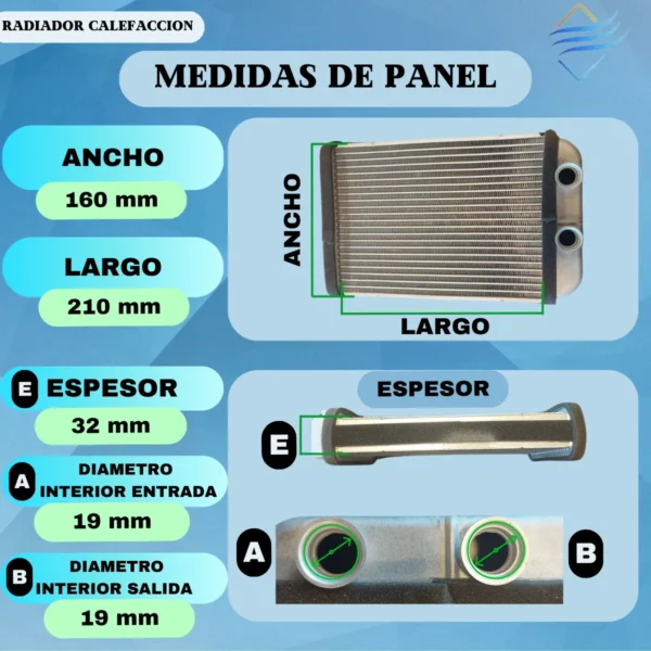 Radiador De Calefaccion A6 97/03 1.8/1.9/2.0/2.5 Brazado - Imagen 3