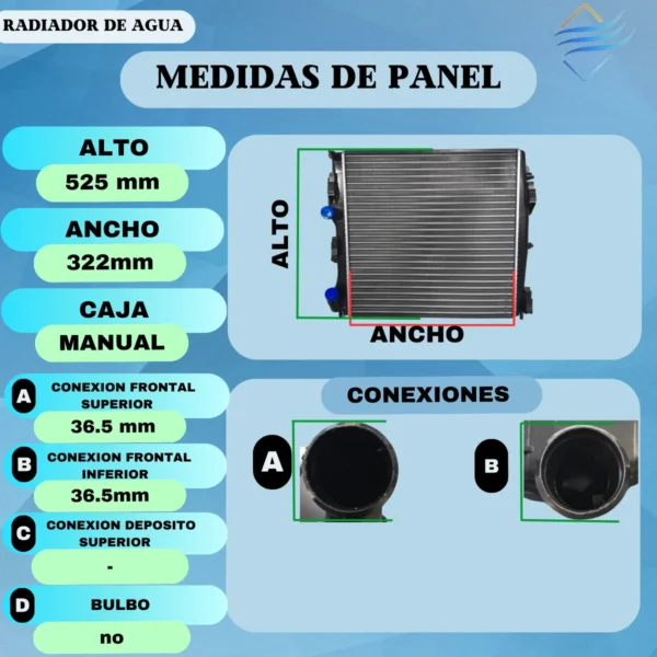 Radiador De Agua Renault Kangoo F2 2008 A 2012 1.5  Aletado - Imagen 3