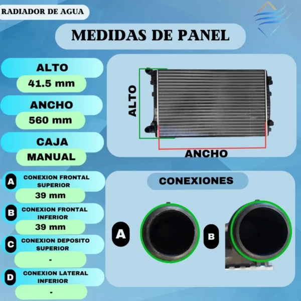 Radiador De Agua Q2 Nivus Taos Vento Tiguan Vento A3 Golf - Imagen 3