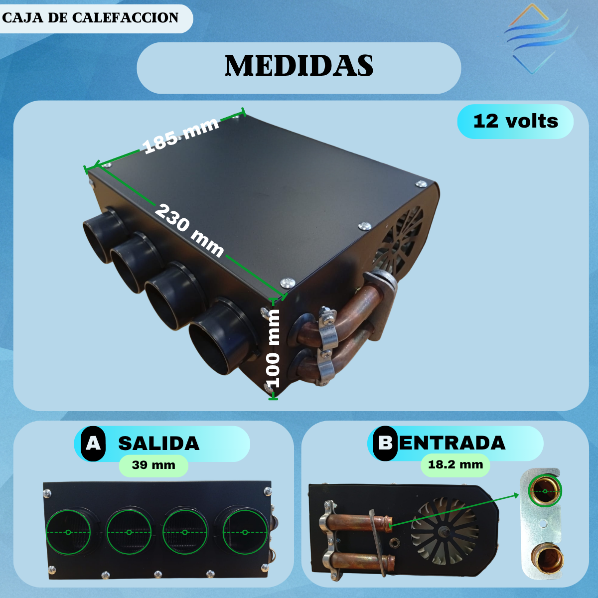 Caja Calefactora 4 Bocas Calefacción Universal 12v Comando - Imagen 5