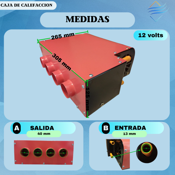 Caja Calefactora 4 Bocas Calefacción Universal 12v Comando - Imagen 5