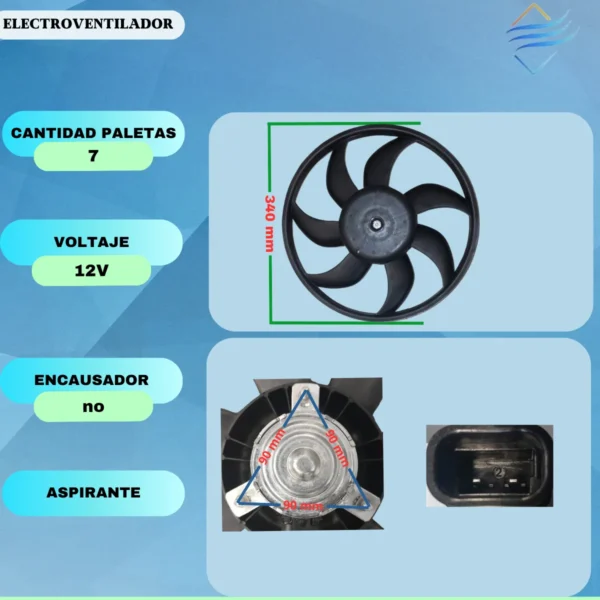 Electroventilador Fiat Palio 1.3 1.0  98/01  Sin Aire - Imagen 3