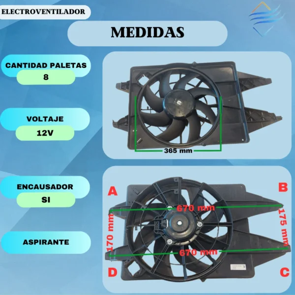 Electroventilador Ford Focus  1.6 1.8 2.0 - Imagen 2
