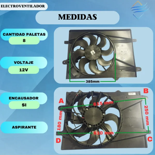 Electroventilador Chevrolet Sonic Cobalt Onix Prisma Spin - Imagen 2