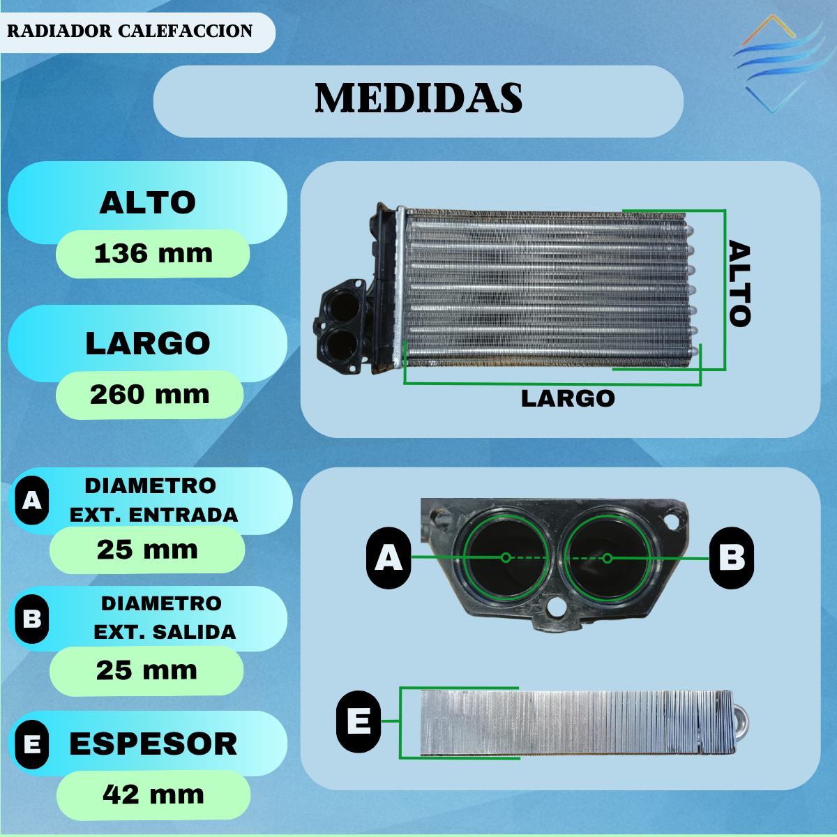 Radiador Calefaccion 206 307 Dos Orejas Calidad Original - Imagen 2