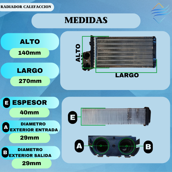 Radiador De Calefaccion Peugeot 206 207 307 C3 Tipo Denso - Imagen 3