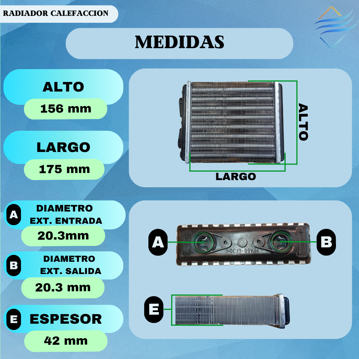 Radiador De Calefaccion Volkswagen Gol Ab9 / Gol Power - Imagen 3