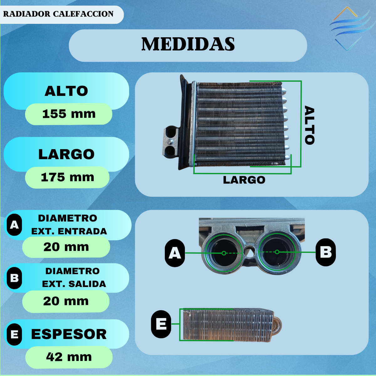 Radiador Calefaccion Gol 2001 A 2005 Calidad Original Im2403 - Imagen 3