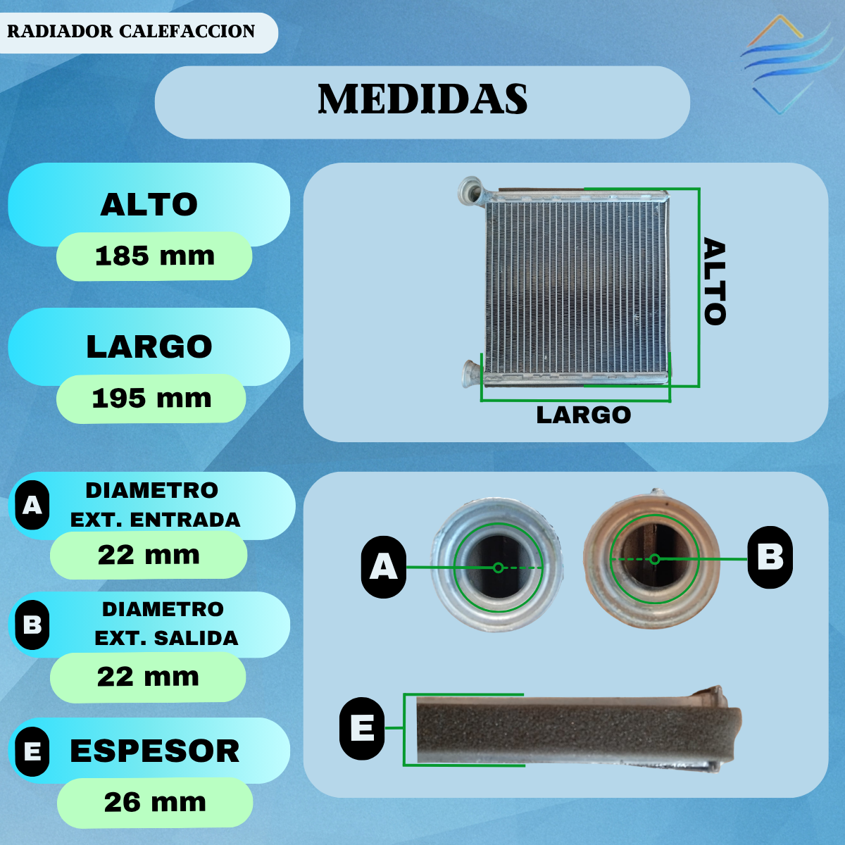 Radiador Calefacción Vento | Volkswagen | Calefacción - Imagen 3