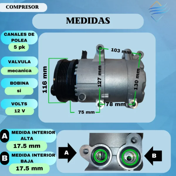 Compresor Aire Acondicionado Ford Focus 2 08/13 2.0 - Imagen 6