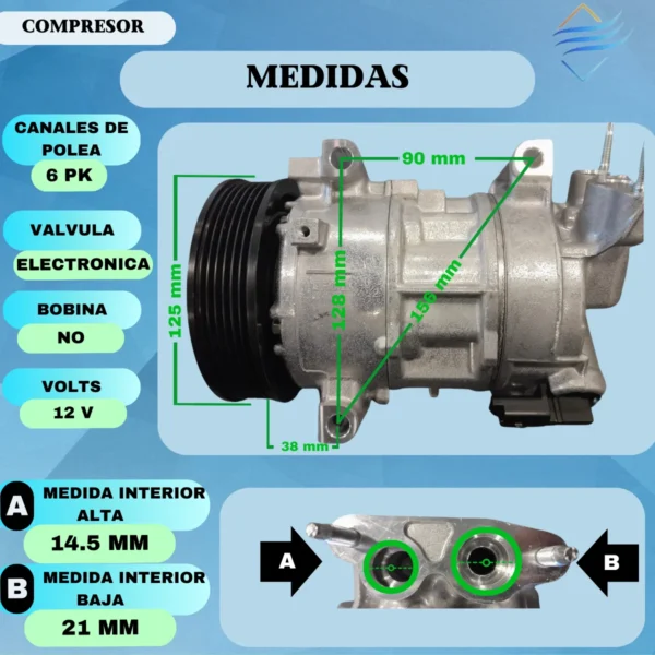 Compresor De Aire Acondicionado 308 F2 15/19 Modelo 6sel16c - Imagen 6