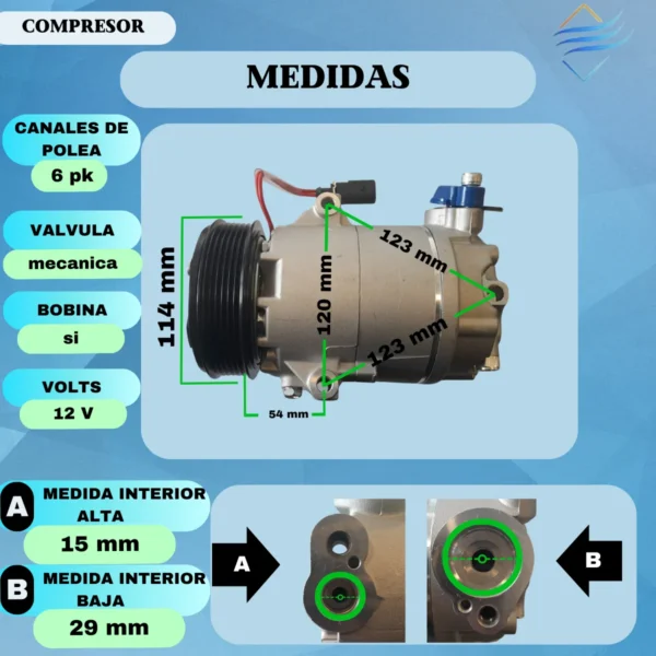 Compresor Volkswagen Fox Suran 6pk 8td-aa - Imagen 5