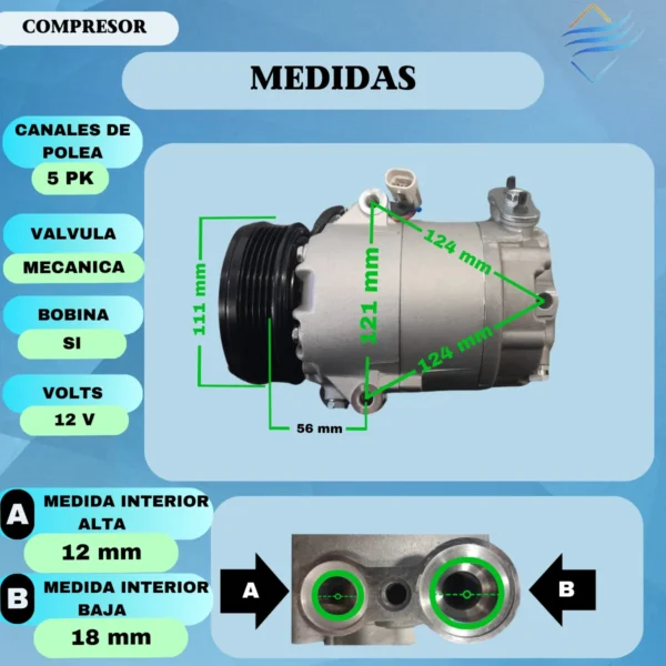 Compresor Aire Acondicionado Meriva Corsa 2 Palio 1.8 - Imagen 5