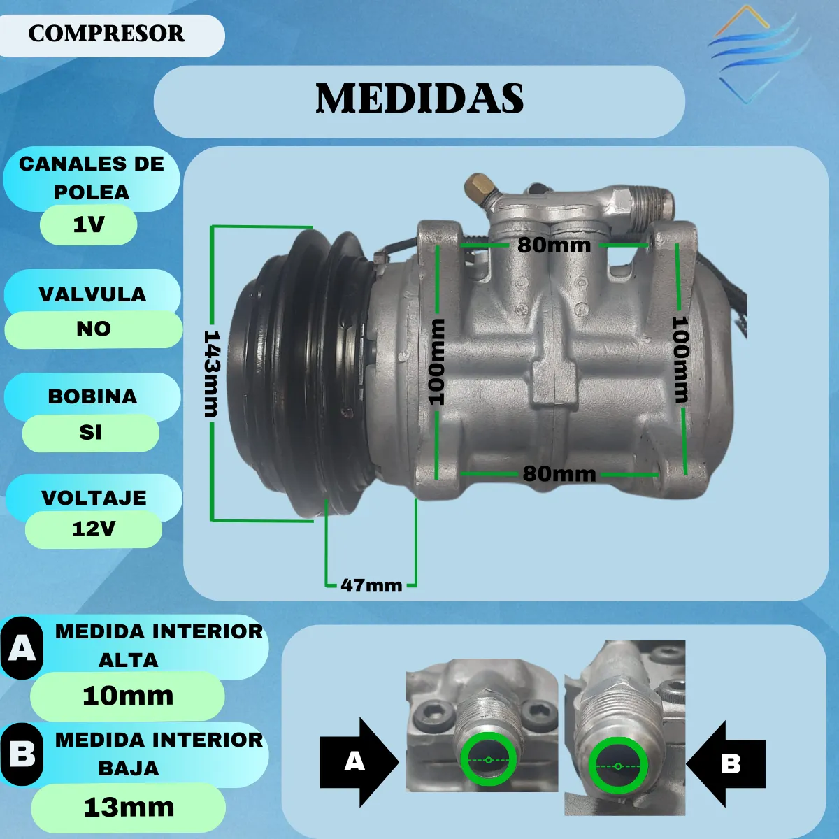 Compresor Aire Acondicionado Denso 6p 1v 12v Reacondicionado - Imagen 4