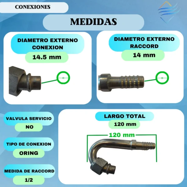 Oring Hembra 180° Hierro Racord 1/2 Caño 1/2 - Imagen 2