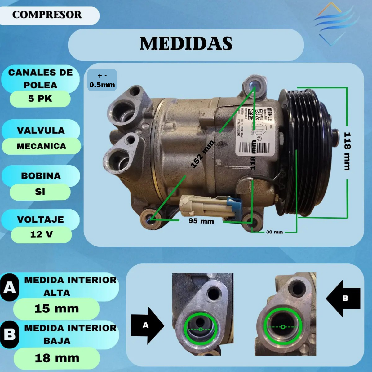 Compresor Uno Palio Strada Mahle Reacondicionado - Imagen 4
