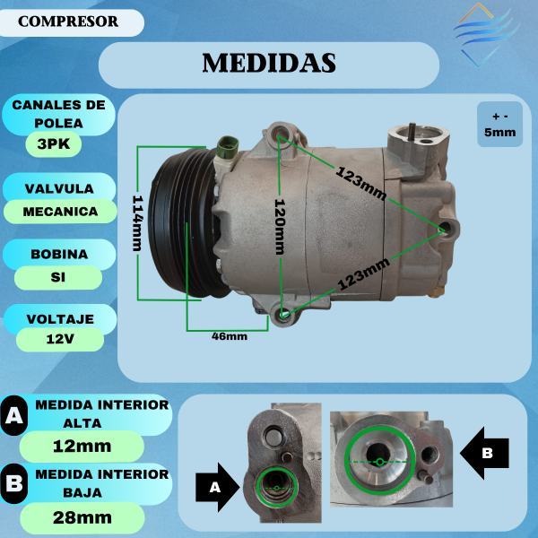 Compresor Aire Ac Gol Trend Voyage Suran Fox Saveiro Re8td-b - Imagen 4