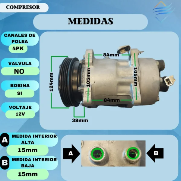 Compresor Peugeot Sanden 709 Peug Oring Atras - Imagen 6