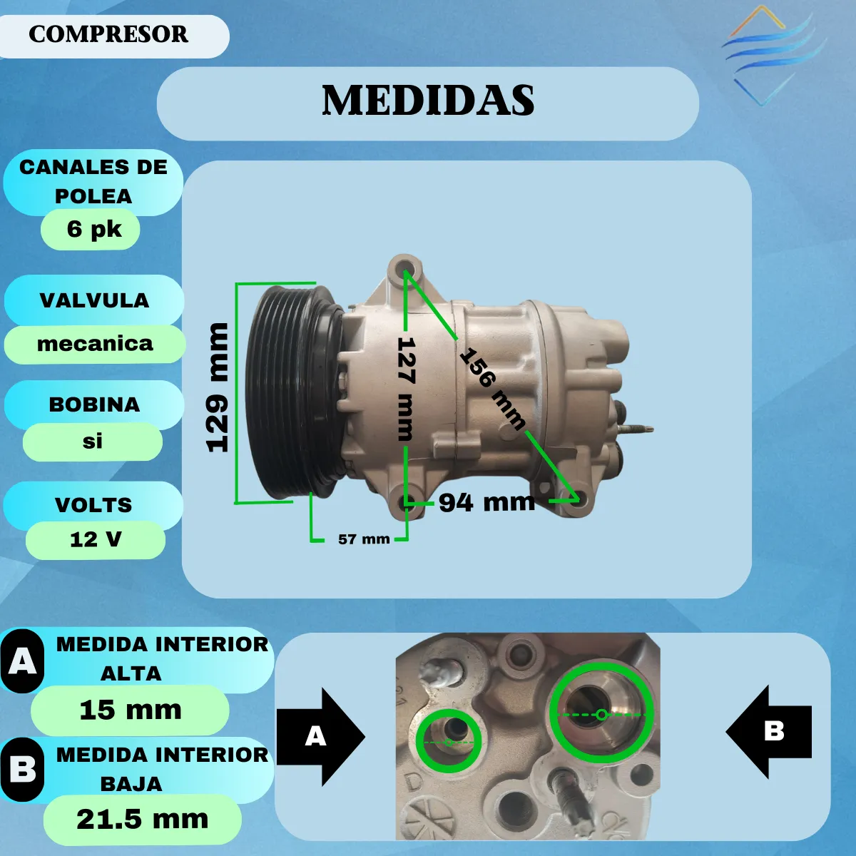 Compresor Aire Acondicionado Renault Megane 2 1.6 6pk - Imagen 4