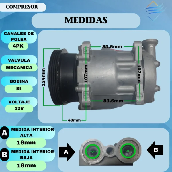 Compresor Renault Clio 1.4 7v16 4pk Reacondiciondo - Imagen 9